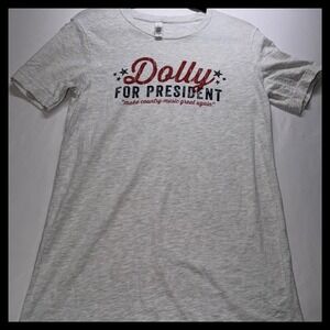 Bella+Canvas Dolly For President T-Shirt Womens Small Gray Graphic Tee Country